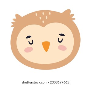 Sleepy owl bird head Vector Illustration