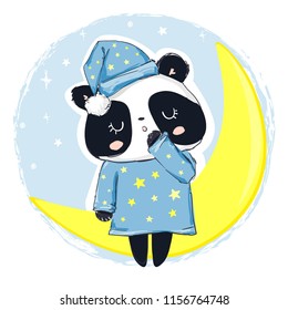 Sleepy Panda Bear, Vector Illustration