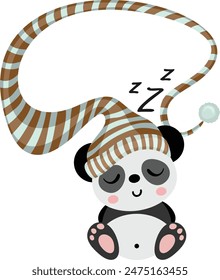 Sleepy panda with hat in coffee mug
