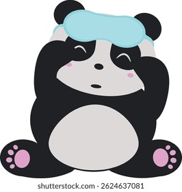 Panda com Máscara Adormecida. Ilustração do vetor panda de Kawaii.