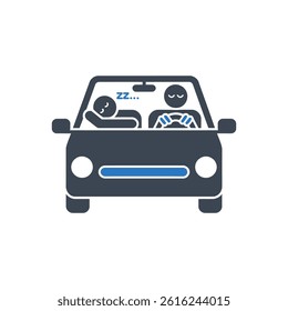 Sleepy Passenger Driver Icon On White Background