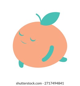 Sleepy peach character resting peacefully coral pink body flat vector style ideal for bedtime themes calm branding and gentle illustrations