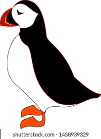 Sleepy penguin, illustration, vector on white background.