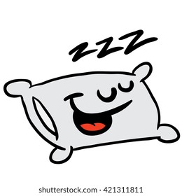 sleepy pillow cartoon illustration