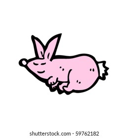desenho animado de coelho rosa sonolento