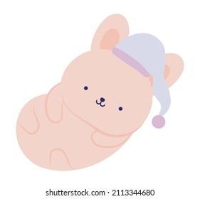 sleepy rabbit design over white
