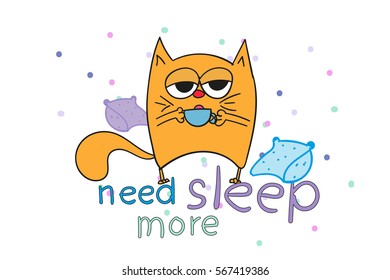 sleepy red cat. Doodles. Need sleep more