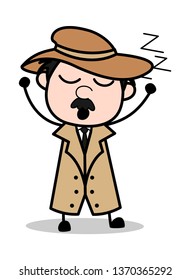 Sleepy - Retro Cartoon Police Agent Detective Vector Illustration