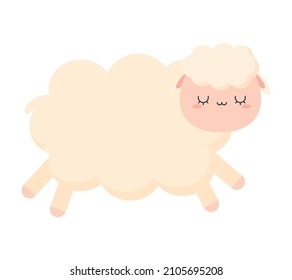 sleepy sheep design over white