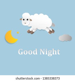 sleepy sheep with moon vector