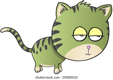 Sleepe Sick Cat Vector Ilustración Arte 