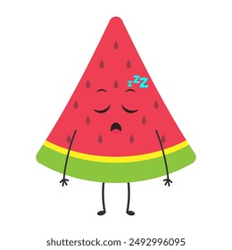 Sleepy Slice: Adorable Watermelon Character Taking a Nap 