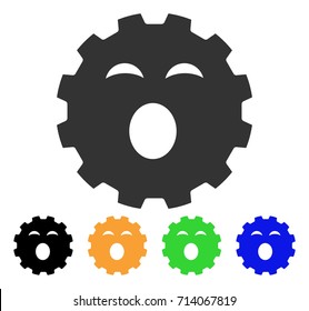 Sleepy Smiley Gear icon. Vector illustration style is a flat iconic sleepy smiley gear symbol with black, grey, green, blue, yellow color variants. Designed for web and software interfaces.