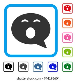 Sleepy Smiley Message icon. Flat gray iconic symbol in a blue rounded square. Black, gray, green, blue, red, orange color versions of Sleepy Smiley Message vector. Designed for web and app UI.