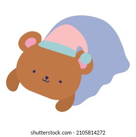 sleepy teddy bear over white