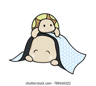 Sleepy Turtle , Vector illustration