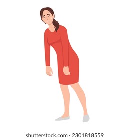 Sleepy Woman Walking at Work. Tired or Haggard Businesswoman Character with Low Battery Charging Level. Overload Employee Working from the Last Forces. Stress, Heavy Job. Flat vector illustration isol