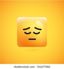 Sleepy yellow squared emoticon, vector illustration