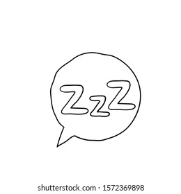 Sleepy Zzz Black Talk Bubble Icon On White Background. Design Concept About Sleep, Dream, Relax, Insomnia.with Hand Drawn Doodle Style Vector