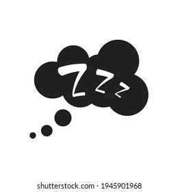 Sleepy zzz black talk bubble icon. Design concept about sleep, dream, relax, insomnia.
