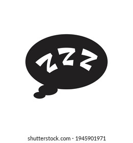 Sleepy zzz black talk bubble icon. Design concept about sleep, dream, relax, insomnia.
