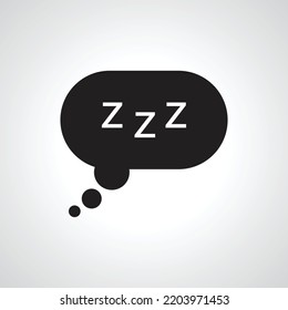 Sleepy zzz black talk icon design. Vector cartoon sign illustration.