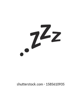 Sleepy zzz black text with on white background. Design concept about sleep, dream, relax, insomnia.