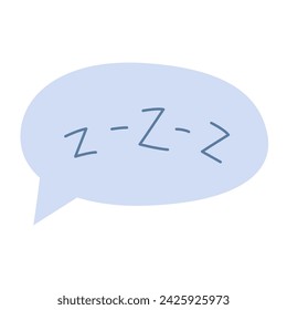 Sleepy zzz talk bubble, cartoon style. Trendy modern vector illustration isolated on white background, hand drawn, flat design