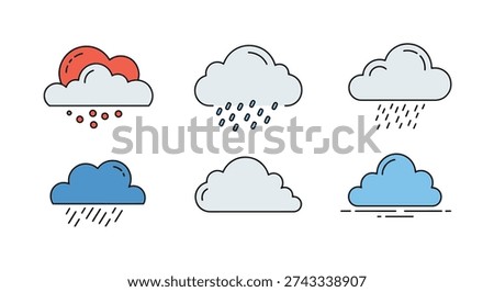 Sleet Cloud Line art modern soft tone illustration