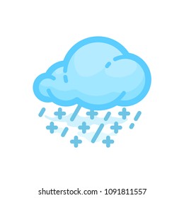 Sleet colored vector icon. Snow and rain, cloud illustration. Pictogram from set Weather forecast. Isolated on white background