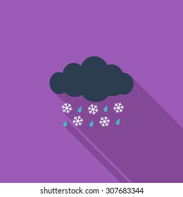 Sleet icon. Flat vector related icon with long shadow for web and mobile applications. It can be used as - logo, pictogram, icon, infographic element. Vector Illustration.