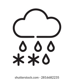 Sleet icon, rain and snow falling from a cloud