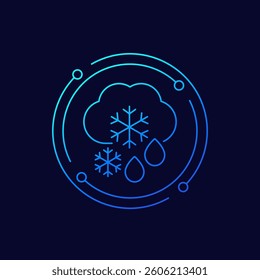 Sleet icon, rain with snow, linear design
