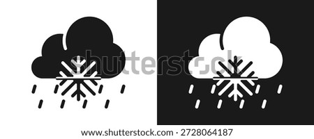 Sleet Icon Set Glyph In White And Black Background