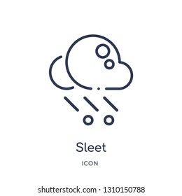 sleet icon from weather outline collection. Thin line sleet icon isolated on white background.