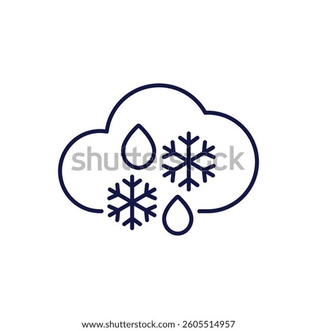 Sleet line icon, rain with snow