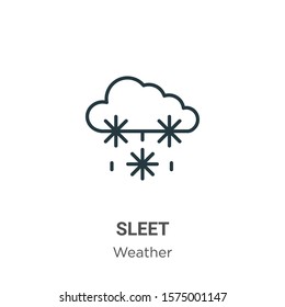 Sleet outline vector icon. Thin line black sleet icon, flat vector simple element illustration from editable weather concept isolated on white background