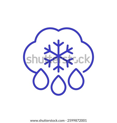 Sleet, rain with snow line icon on white