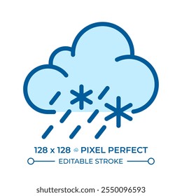 Sleet RGB color icon. Mixed precipitation, including rain and snowflakes. Weather forecast for day and night. Meteorology. Isolated vector illustration. Simple filled line drawing. Editable stroke