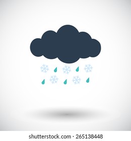 Sleet. Single flat icon on white background. Vector illustration.