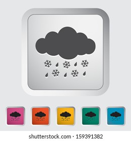 Sleet. Single icon on the button. Vector illustration.