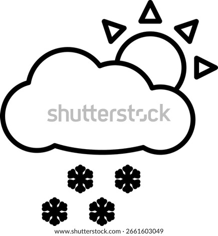 Sleet Weather Icon: Sun Behind Cloud with Snowflakes