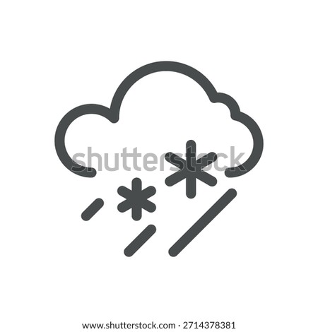 Sleet Weather Icon. Thin Line Cloud with Ice Pellets and Snow Mix Illustration for Cold Forecast and Freezing Precipitation. Isolated Outline Vector Symbol, Editable Stroke Pictogram