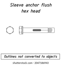 sleeve anchor flush hex head fastener outline 