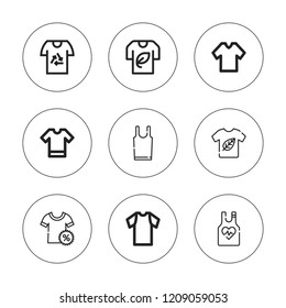 Sleeve icon set. collection of 9 outline sleeve icons with sleeveless shirt, shirt icons. editable icons.
