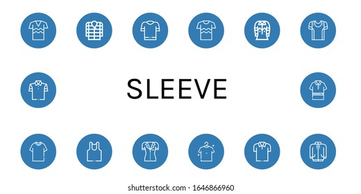 sleeve icon set. Collection of Shirt, Anorak, Sport shirt, Tshirt, Undershirt, Polo shirt, Long sleeve icons