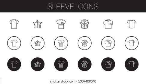 sleeve icons set. Collection of sleeve with shirt. Editable and scalable sleeve icons.