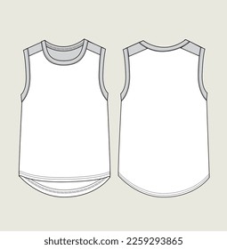 ilustración de sketch plano de camiseta sin mangas