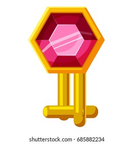Sleeve link with ruby icon. Cartoon illustration of sleeve link with ruby vector icon for web design