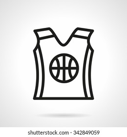 Sleeveless basketball shirt with ball. Sports clothing. Black simple line vector icon. Elements of web design for business, website and mobile